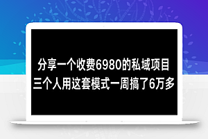 分享一个外面卖6980的私域项目三个人用这套模式一周搞了6万多