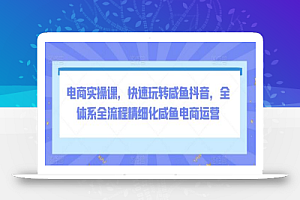 电商实操课,快速玩转咸鱼抖音,全体系全流程精细化咸鱼电商运营
