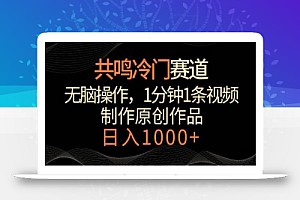 共鸣冷门赛道,无脑操作,一分钟一条视频,日入1000+