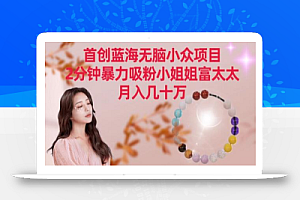 首创蓝海无脑小众项目,2分钟暴力吸粉小姐姐富太太,月入几十万