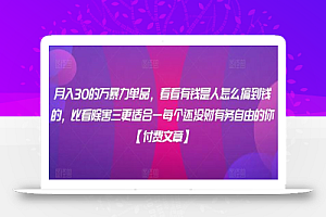 月入30的万暴力单品,看看有钱是人怎么搞到钱的,比看除害三更适合一每个还没财有务自由的你【付费文章】