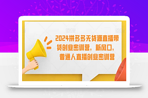 2024拼多多无货源直播带货创业密训营,新风口,普通人直播创业密训营