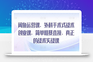 闲鱼运营课，外科手术式战术创业课，简单粗暴直接，真正的战术实战课