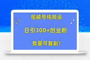 批量可复制!视频号纯搬运日引300+创业粉教程!