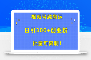 批量可复制！视频号纯搬运日引300+创业粉教程！