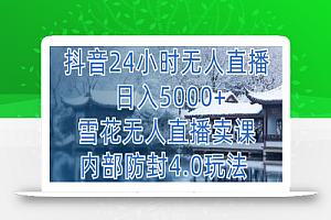 抖音24小时无人直播 日入5000+,雪花无人直播卖课,内部防封4.0玩法