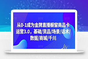 从0-1成为金牌直播橱窗商品卡运营3.0,基础/货品/场景/话术/数据/商城/千川