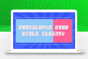 短视频引流私域转化课,短视频精准引流私域,在私域高效转化