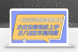 一份资料多种变现方式,小白也能轻松上手,日入800不是问题