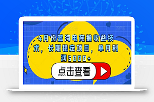 4月份蓝海电商撸收益技术,长期稳定项目,单月利润5000+