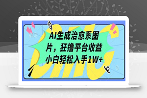 AI生成治愈系图片,狂撸平台收益,小白轻松入手1W+