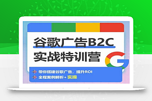 谷歌广告B2C实战特训营,500+谷歌账户总结经验,实战演示如何从0-1搭建广告账户
