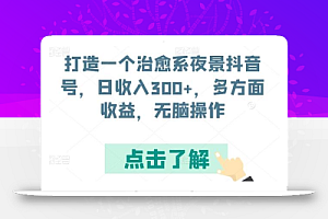 打造一个治愈系夜景抖音号,日收入300+,多方面收益,无脑操作