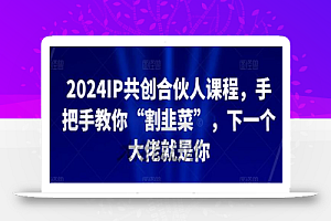 2024IP共创合伙人课程,手把手教你“割韭菜”,下一个大佬就是你