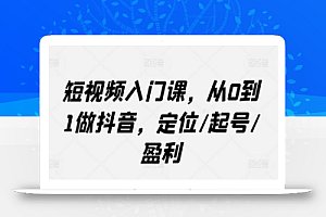短视频入门课,从0到1做抖音,定位/起号/盈利