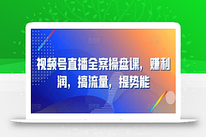 视频号直播全案操盘课,赚利润,搞流量,提势能