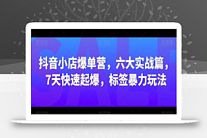 抖音小店爆单营,六大实战篇,7天快速起爆,标签暴力玩法
