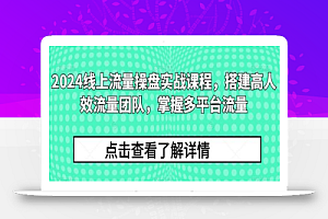 2024线上流量操盘实战课程,搭建高人效流量团队,掌握多平台流量