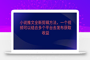 小说推文全新剪辑方法,一个视频可以结合多个平台去发布获取