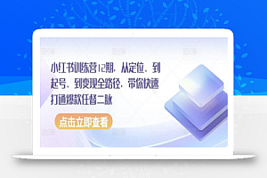小红书训练营12期,从定位、到起号、到变现全路径,带你快速打通爆款任督二脉