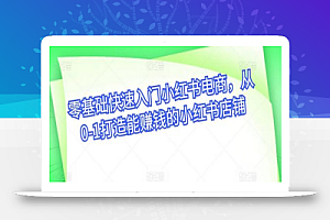 零基础快速入门小红书电商,从0-1打造能赚钱的小红书店铺