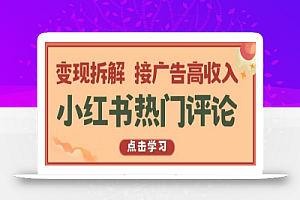 小红书热门评论,变现拆解,接广告高收入