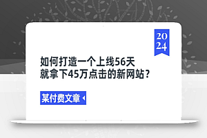 (11420期)某付费文章《如何打造一个上线56天就拿下45万点击的新网站?》