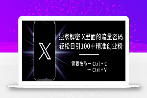 独家解密 X 里面的流量密码,复制粘贴轻松日引100+粉,精准迅速获客