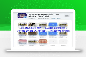宝子哥头部团队短视频带货,以混剪为主,不需要真人出镜,不需要拍摄【更新8月】
